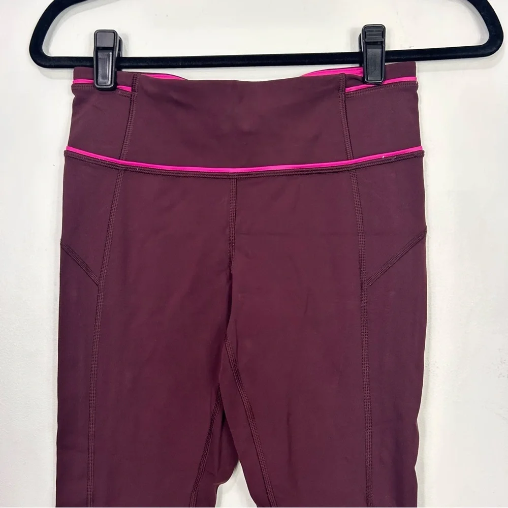 LULULEMON maroon 7/8ths length leggings V10 - Picture 10 of 10